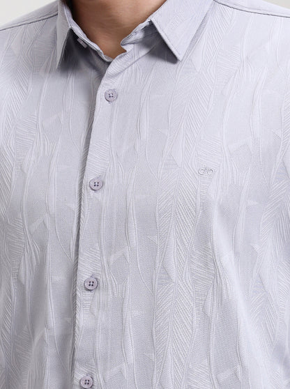 Grey Printed Slim Fit Casual Shirt | JadeBlue