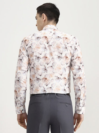 Beige Printed Slim Fit Party Wear Shirt | Greenfibre