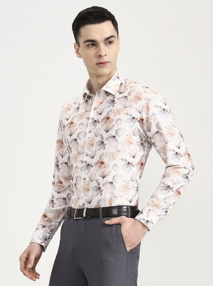 Beige Printed Slim Fit Party Wear Shirt | Greenfibre