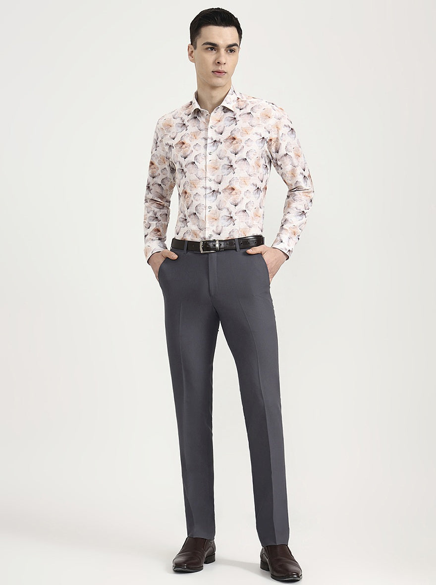 Beige Printed Slim Fit Party Wear Shirt | Greenfibre