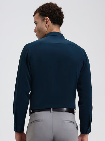 Green Solid Slim Fit Party Wear Shirt | Wyre