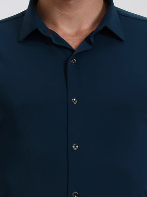 Green Solid Slim Fit Party Wear Shirt | Wyre