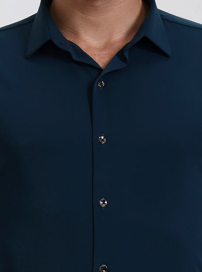 Green Solid Slim Fit Party Wear Shirt | Wyre