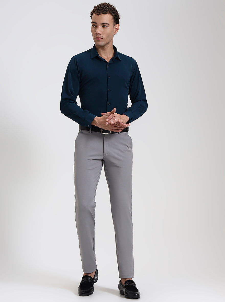 Green Solid Slim Fit Party Wear Shirt | Wyre