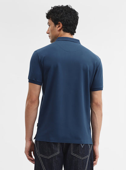 Petrol Blue Solid Slim Fit Polo T-Shirt | JadeBlue