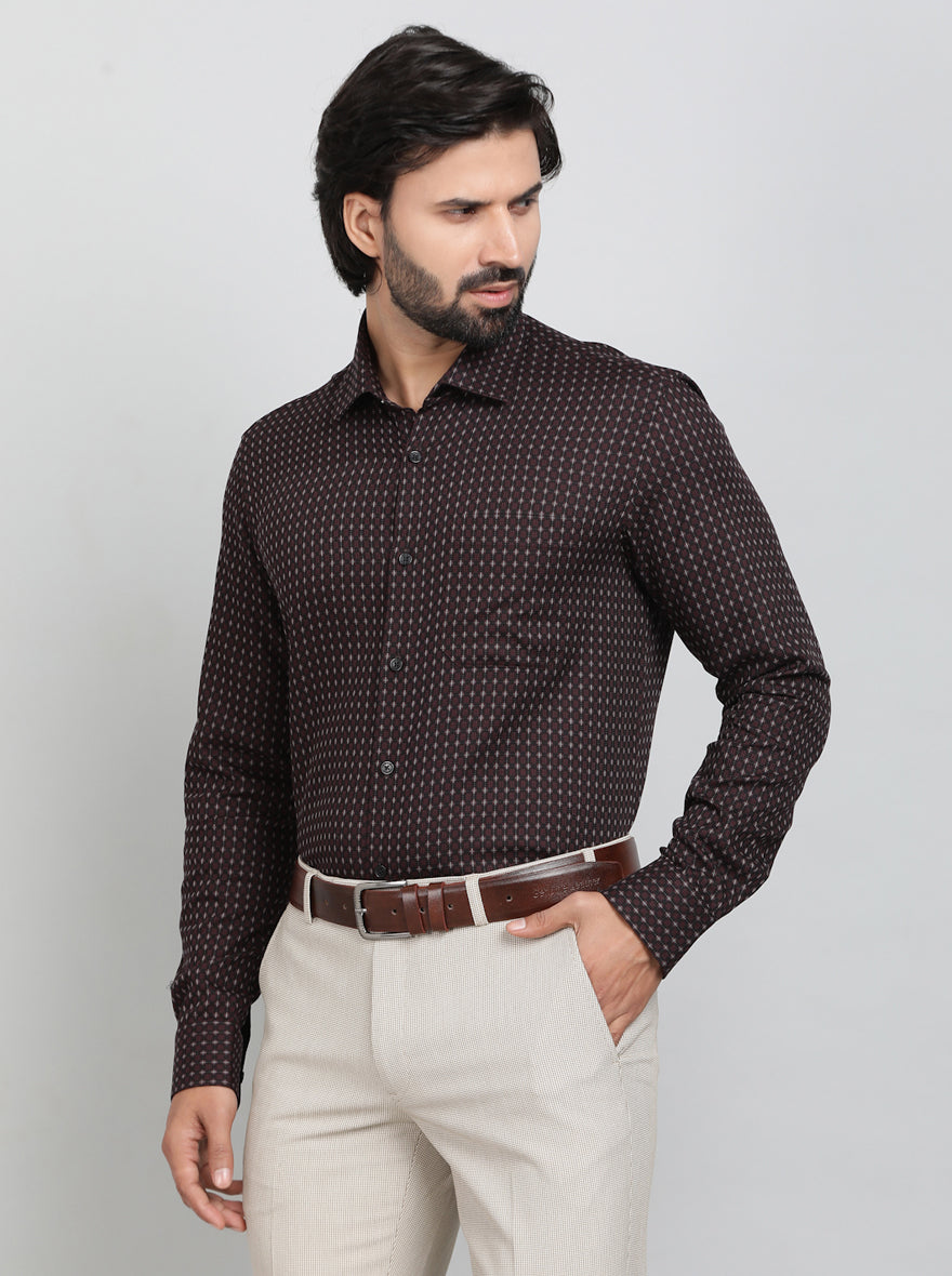 Maroon Checked Slim Fit Formal Shirt | JadeBlue Youth