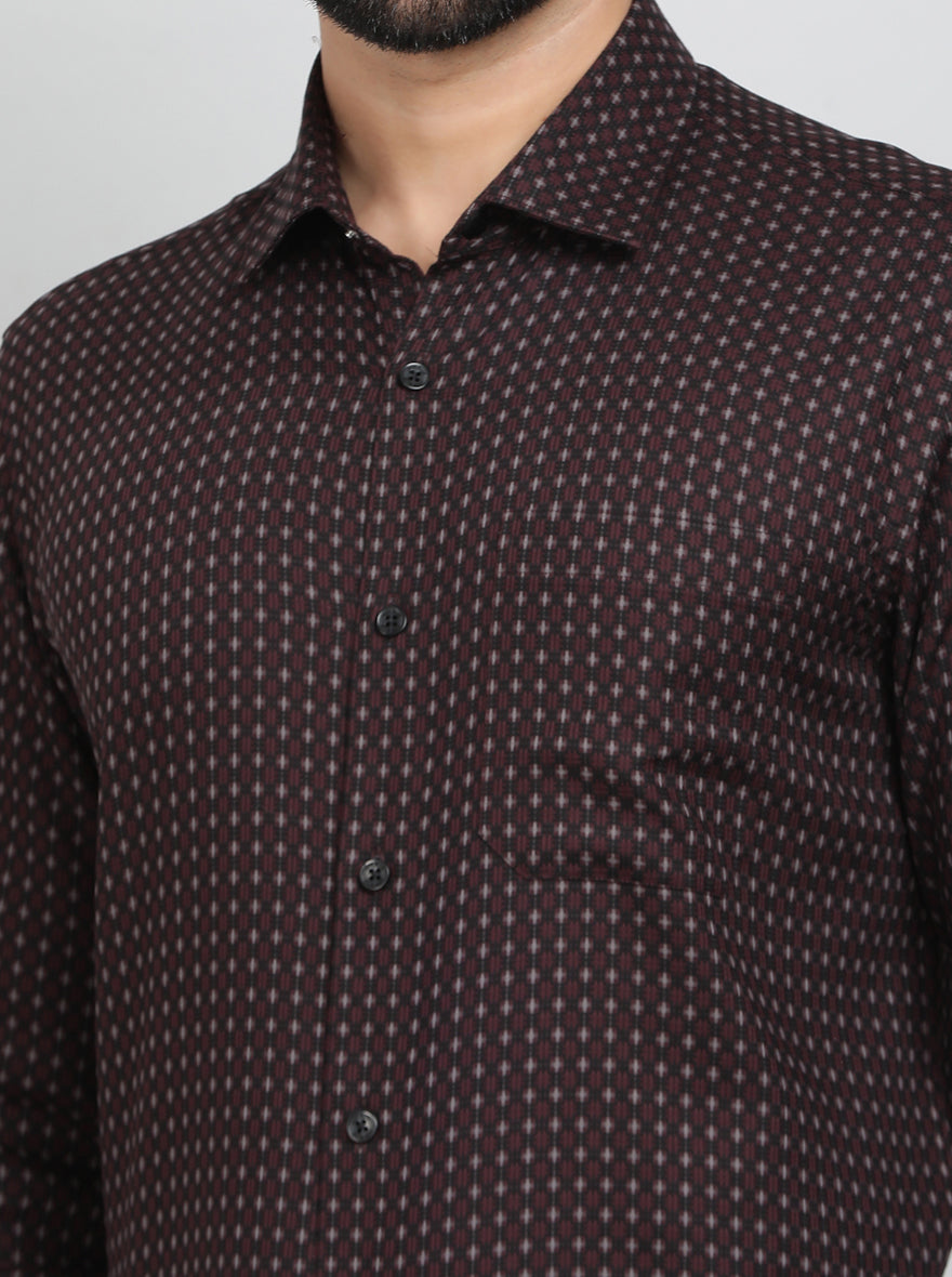 Maroon Checked Slim Fit Formal Shirt | JadeBlue