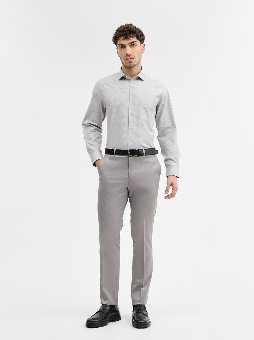 Grey Solid Regular Fit Formal Shirt | Greenfibre