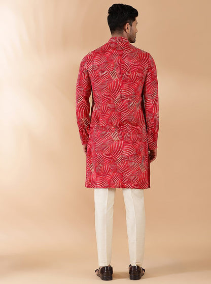 Red Printed Kurta | The Kurta Company
