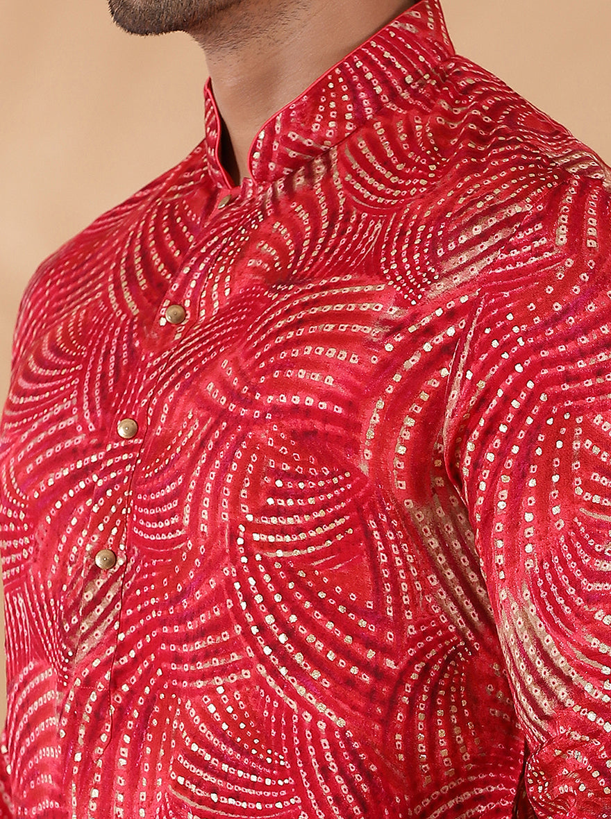 Red Printed Kurta | The Kurta Company