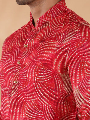 Red Printed Kurta | The Kurta Company
