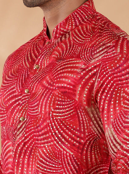 Red Printed Kurta | The Kurta Company