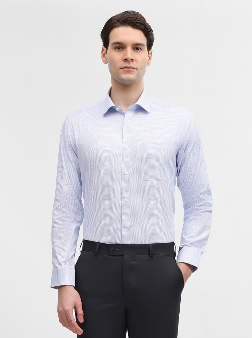 Blue Solid Regular Fit Formal Shirt | JadeBlue