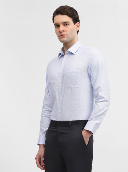 Blue Solid Regular Fit Formal Shirt | JadeBlue