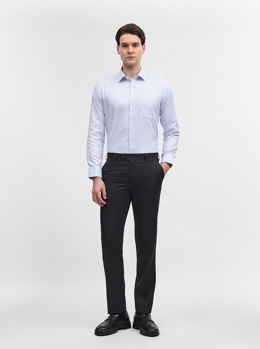 Blue Solid Regular Fit Formal Shirt | JadeBlue