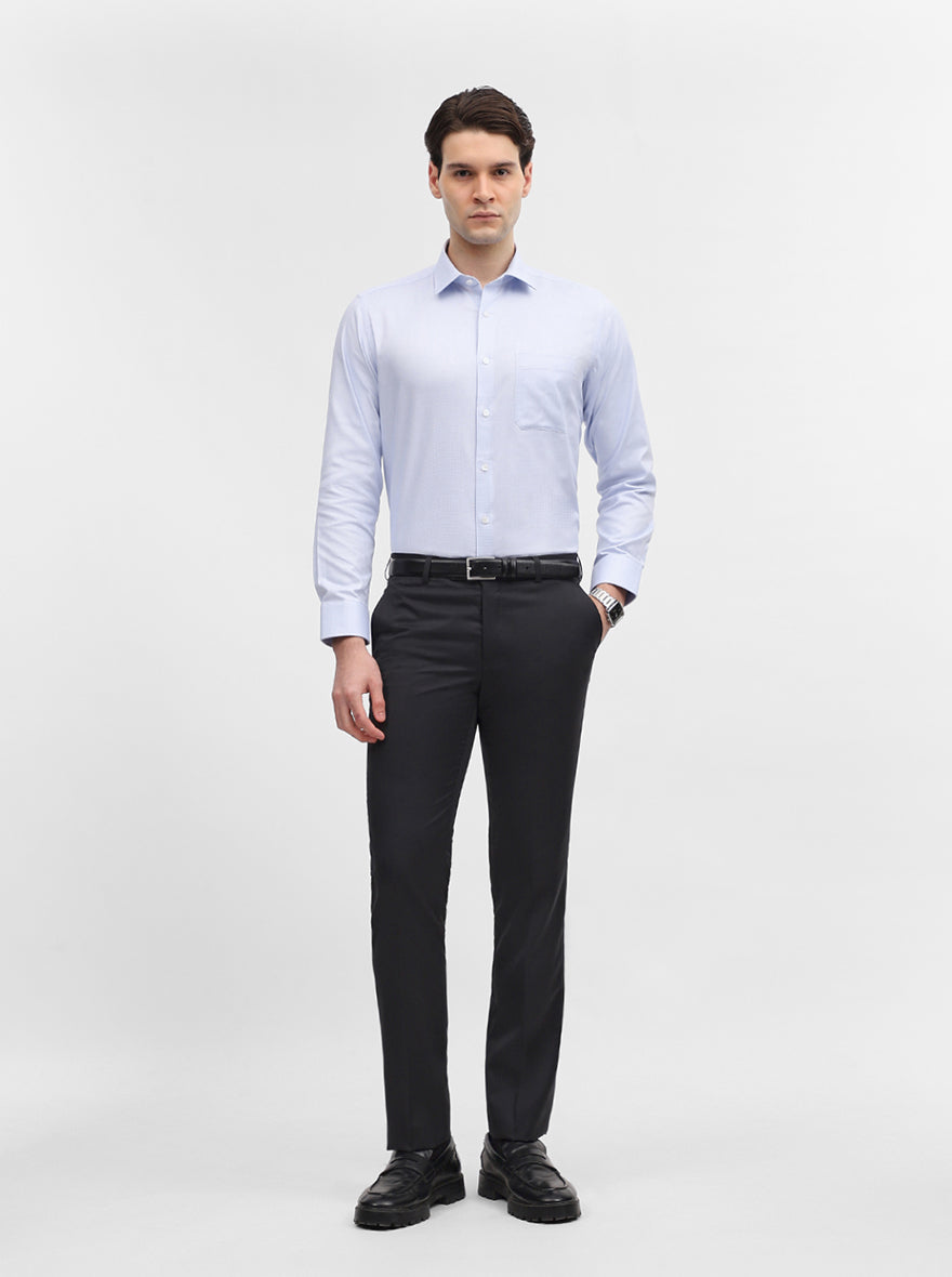 Blue Solid Regular Fit Formal Shirt | JadeBlue