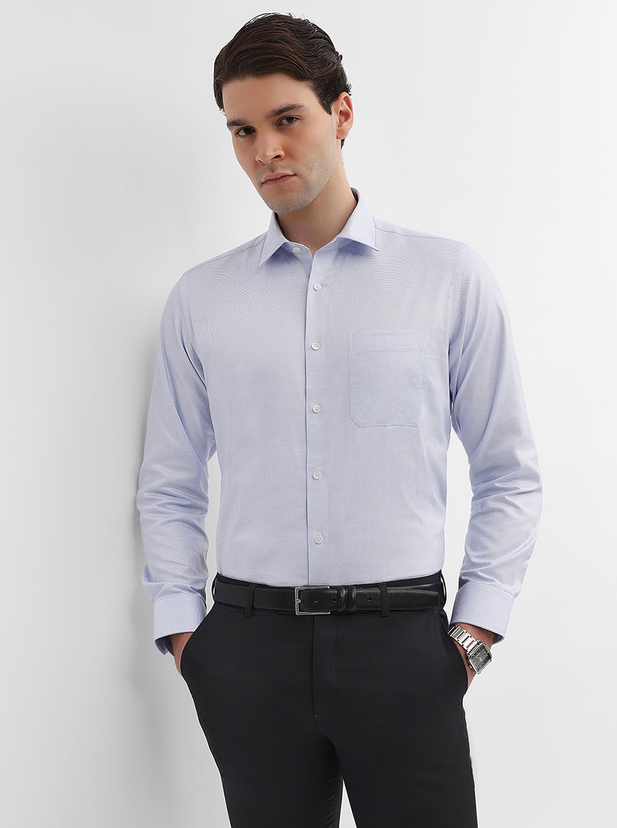 Blue Solid Regular Fit Formal Shirt | JadeBlue
