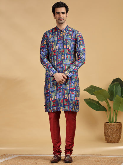 Navy Blue Embroidered Kurta | TULA