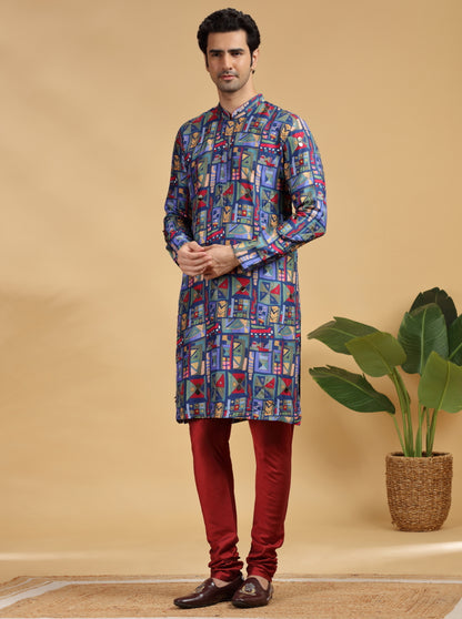 Navy Blue Embroidered Kurta | TULA