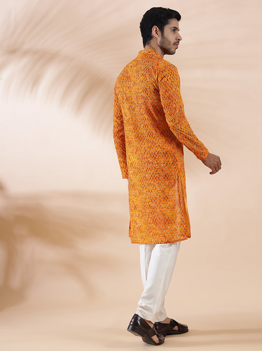 Mustard Printed Kurta | The Kurta Company