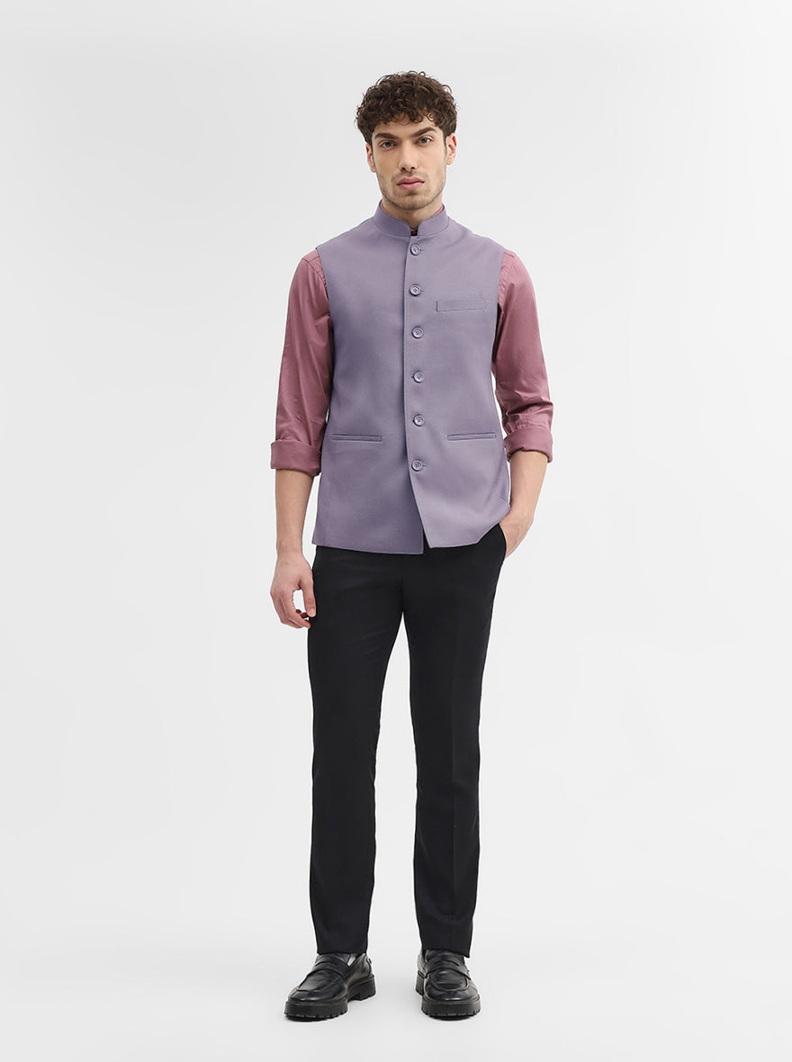 Purple Solid Regular Fit Modi Jacket | JadeBlue