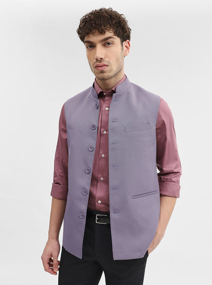 Purple Solid Regular Fit Modi Jacket | JadeBlue