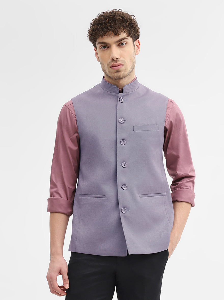 Purple Solid Regular Fit Modi Jacket | JadeBlue