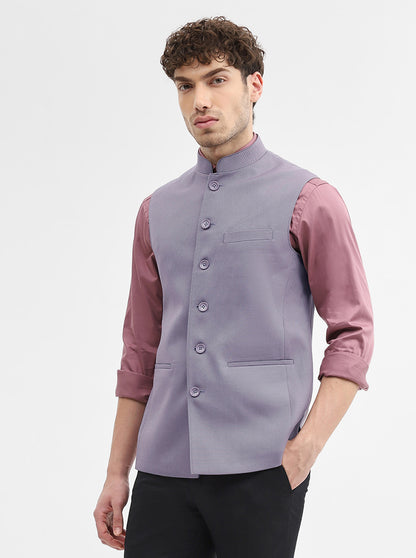 Purple Solid Regular Fit Modi Jacket | JadeBlue
