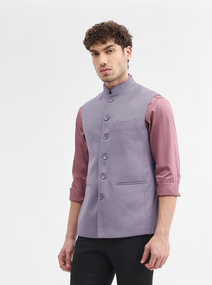 Purple Solid Regular Fit Modi Jacket | JadeBlue