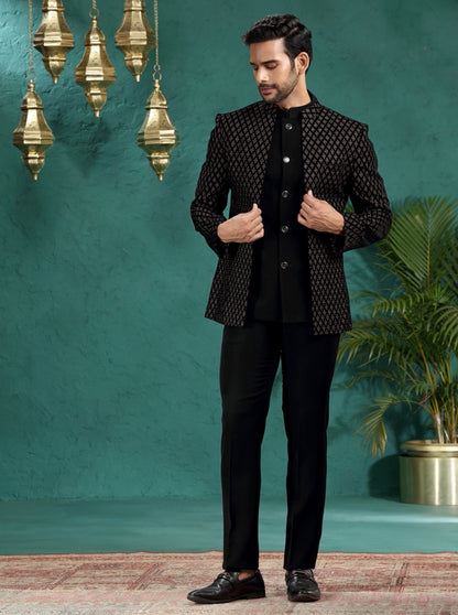 Black Embroidred Jodhpuri Suit | TULA