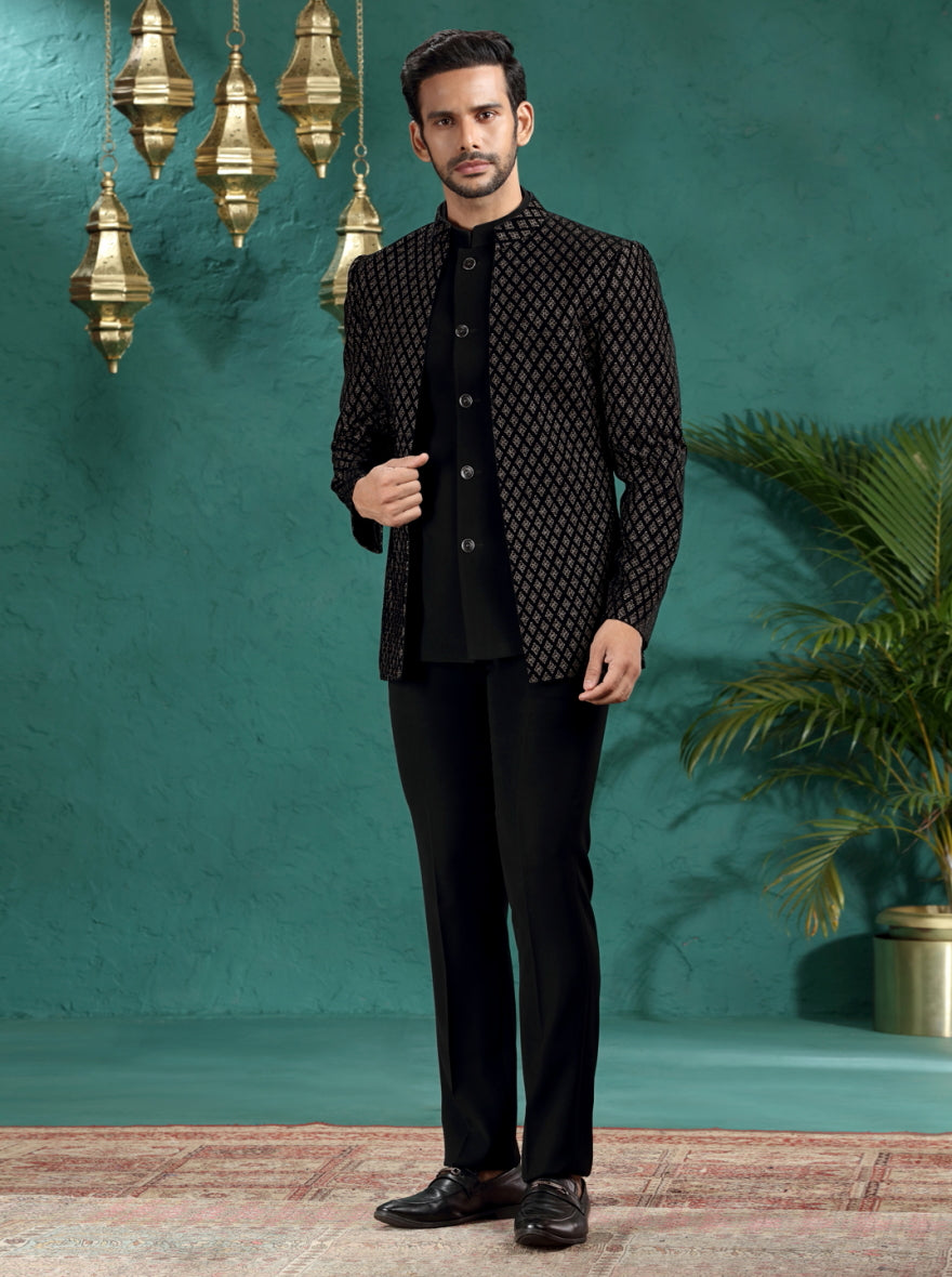 Black Embroidred Jodhpuri Suit | TULA