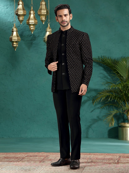 Black Embroidred Jodhpuri Suit | TULA