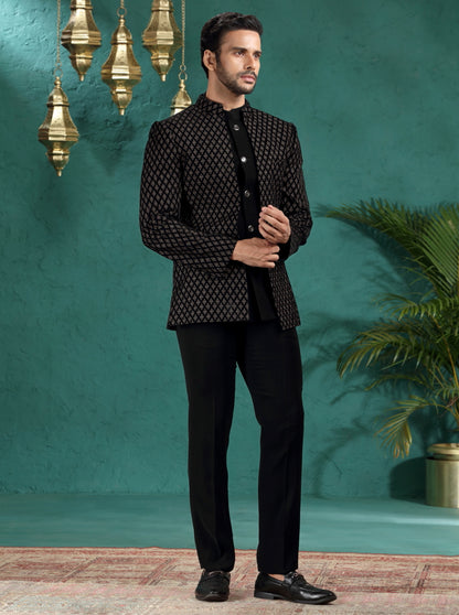 Black Embroidred Jodhpuri Suit | TULA