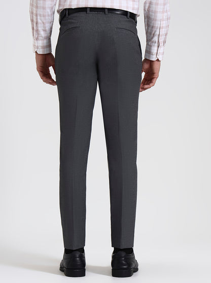 Dark Grey Solid Super Slim Fit Formal Trouser | JadeBlue Youth