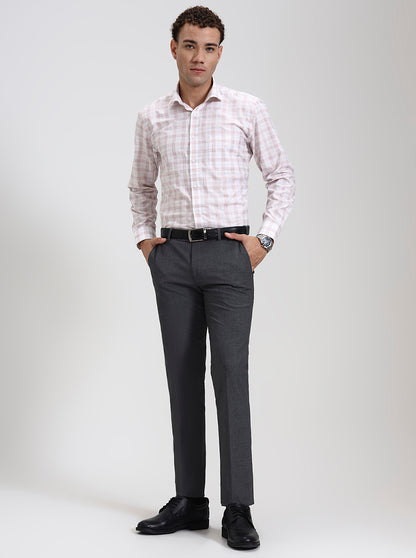 Dark Grey Solid Super Slim Fit Formal Trouser | JadeBlue Youth