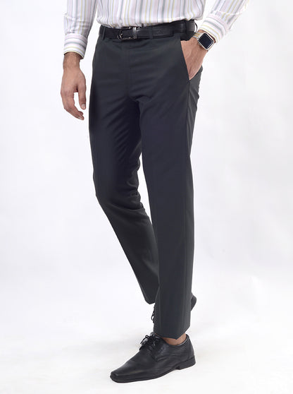 Green Solid Slim Fit Formal Trouser | Greenfibre