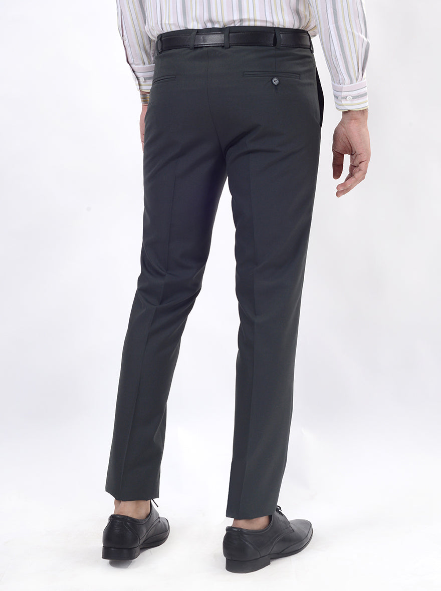 Green Solid Slim Fit Formal Trouser | Greenfibre