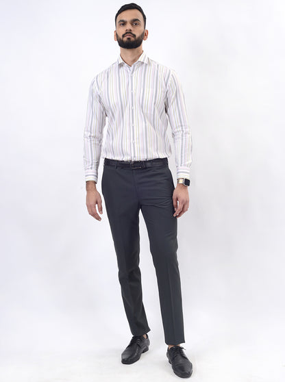 Green Solid Slim Fit Formal Trouser | Greenfibre