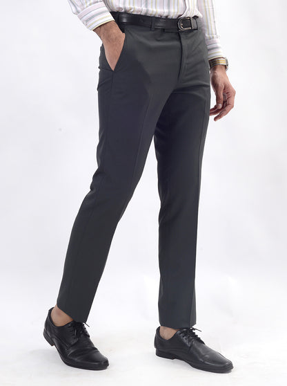 Green Solid Slim Fit Formal Trouser | Greenfibre