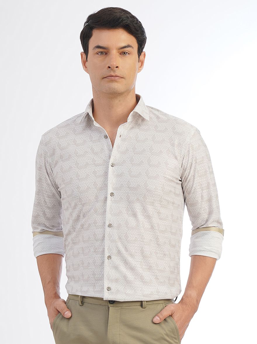 Light Grey Solid Slim Fit Party Wear Shirt | JB Studio