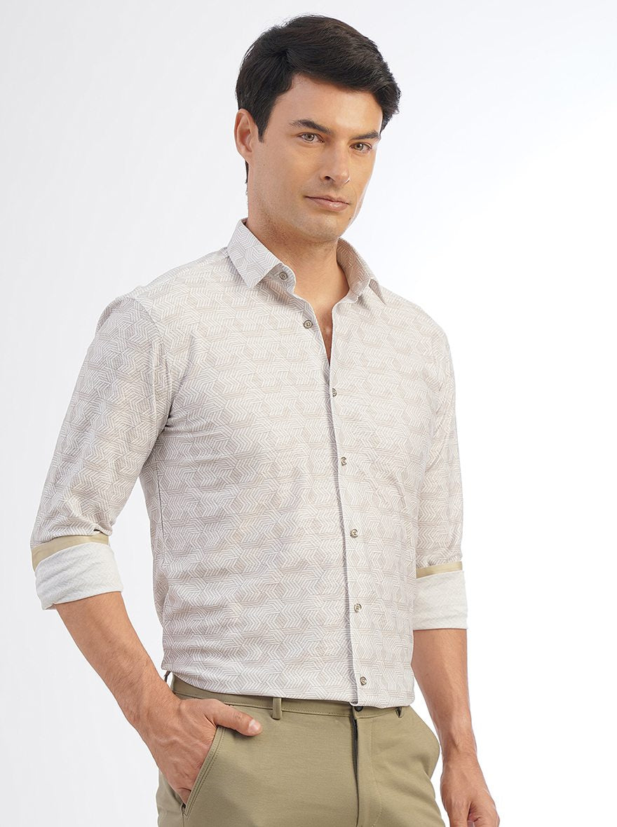 Light Grey Solid Slim Fit Party Wear Shirt | JB Studio