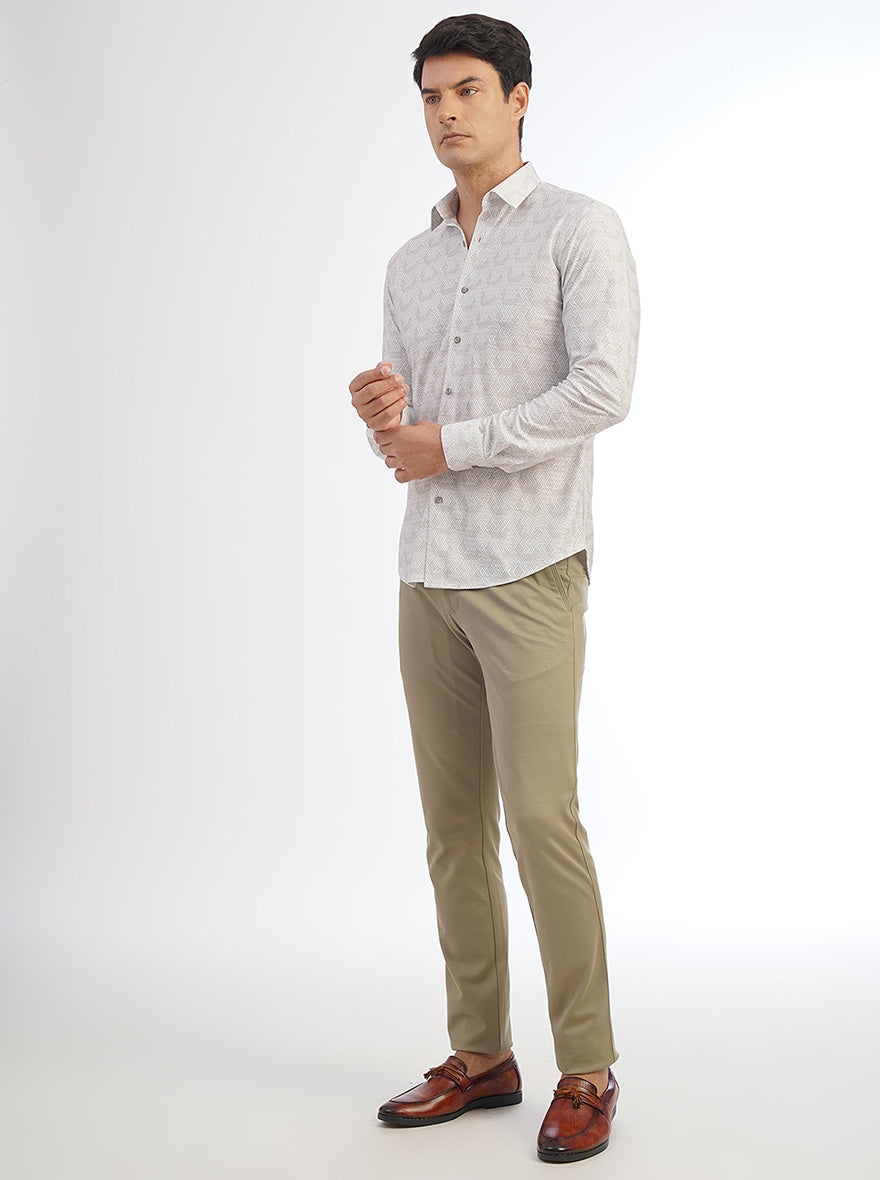 Light Grey Solid Slim Fit Party Wear Shirt | JB Studio