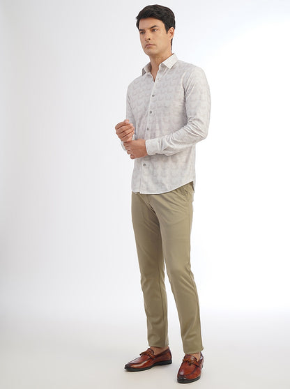 Light Grey Solid Slim Fit Party Wear Shirt | JB Studio