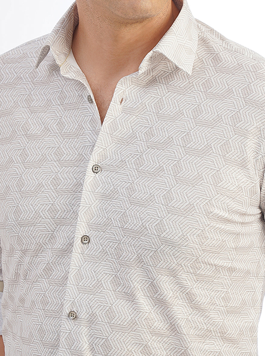 Light Grey Solid Slim Fit Party Wear Shirt | JB Studio