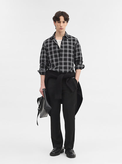 Black Checked Slim Fit Casual Shirt | Greenfibre