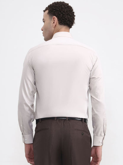 Cream Solid Regular Fit Formal Shirt | JadeBlue