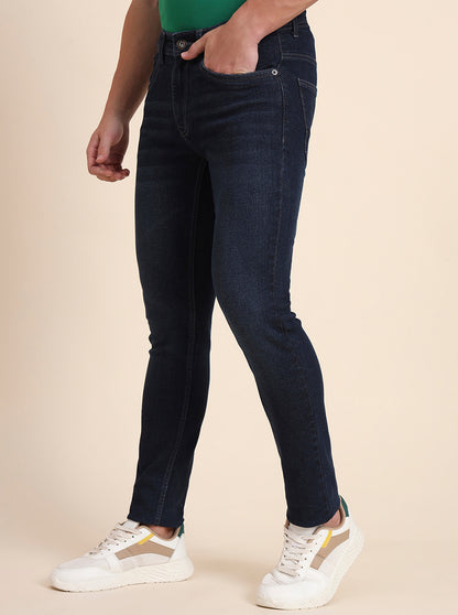 Mid Night Blue Washed Narrow Fit Jeans | Greenfibre