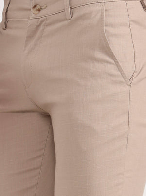 Dark Khaki Solid Super Slim Fit Casual Trouser | Greenfibre