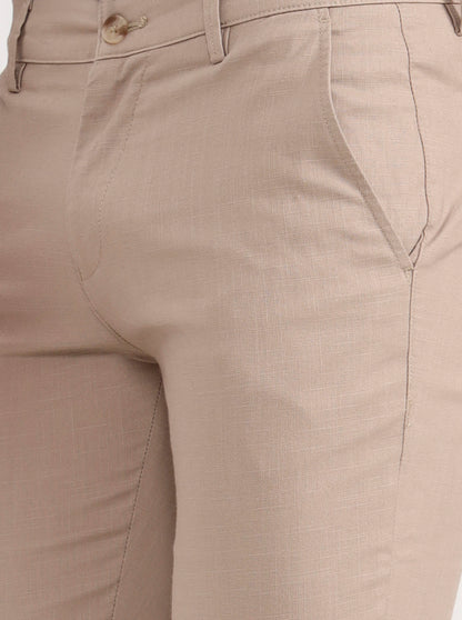 Dark Khaki Solid Super Slim Fit Casual Trouser | Greenfibre