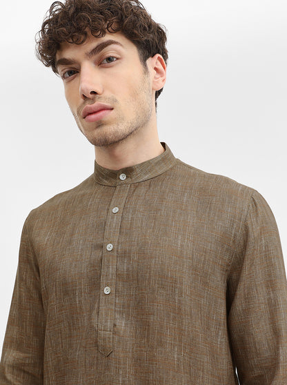 Brown Solid Modi Kurta | JadeBlue